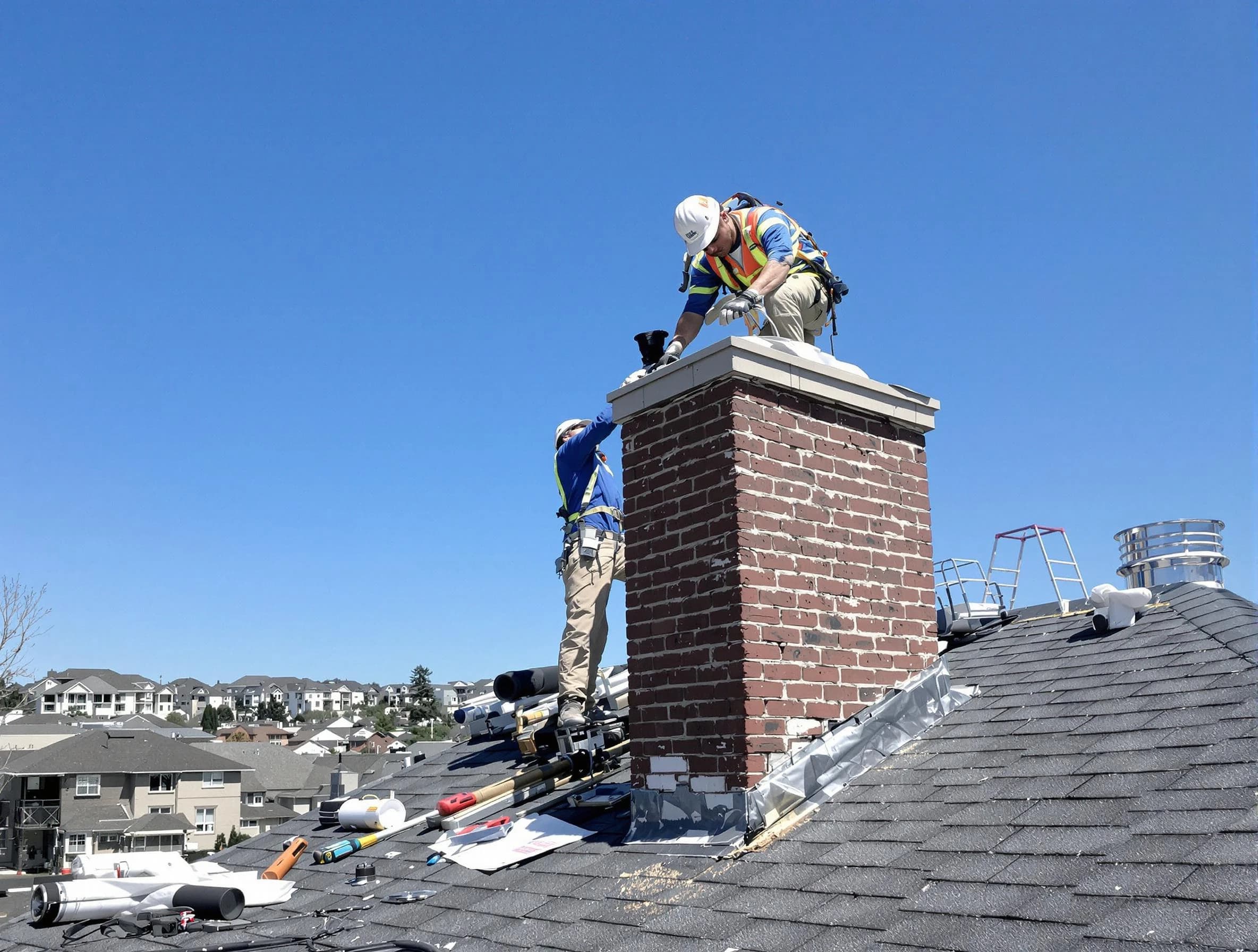 Berthoud Chimney Sweep repairing a chimney crown in Berthoud, CO