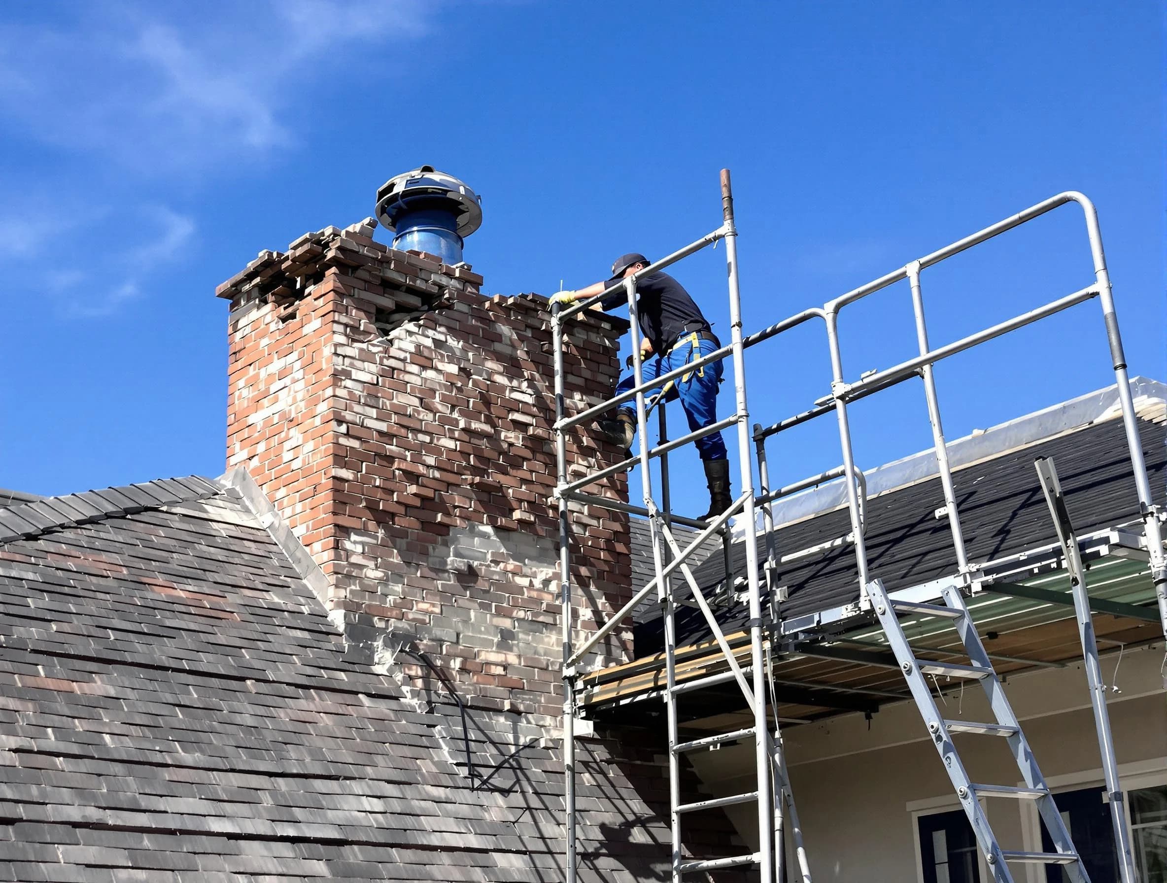 Rebuilding a chimney structure by Berthoud Chimney Sweep in Berthoud, CO