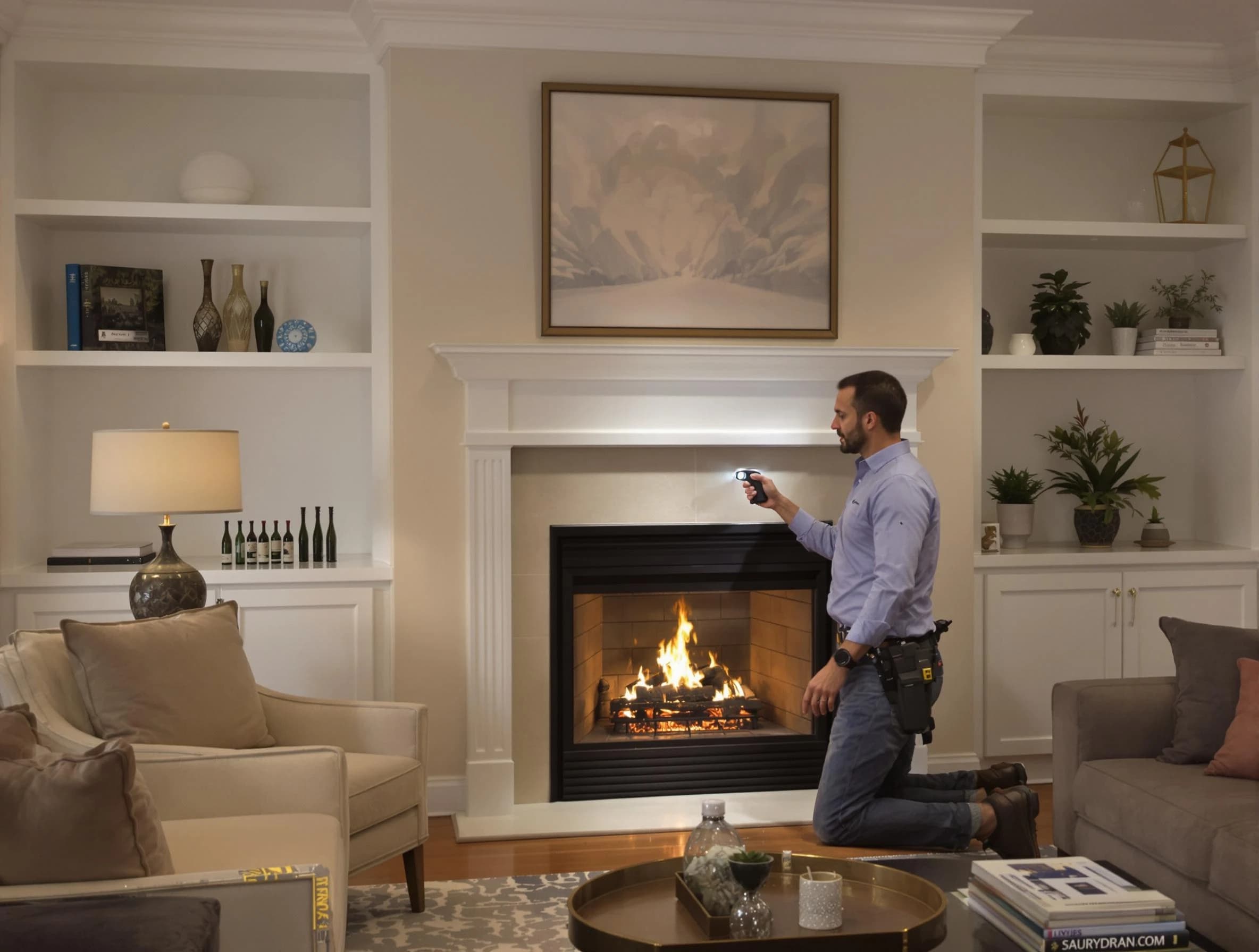 Berthoud Chimney Sweep conducting a fireplace safety inspection in Berthoud, CO