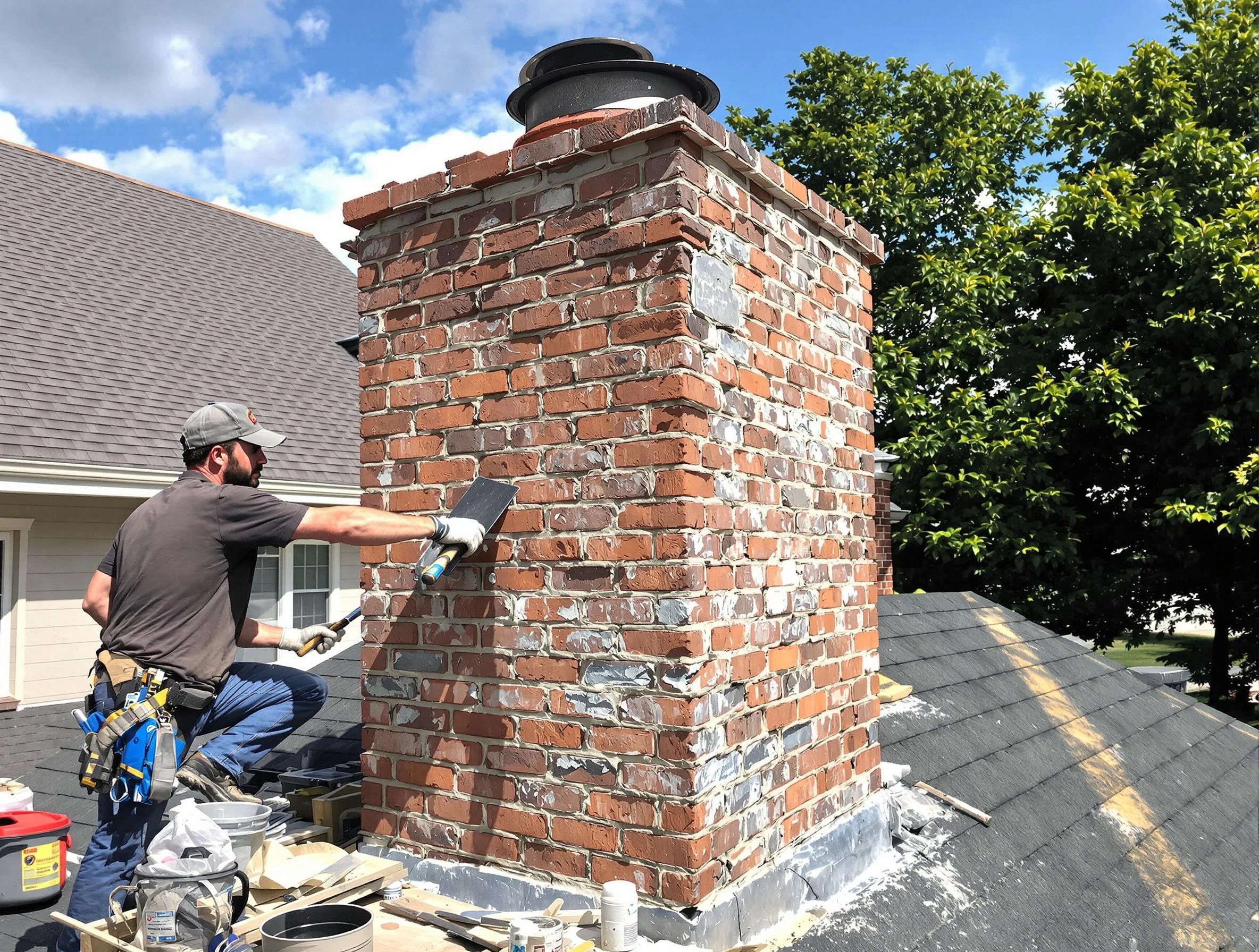 Completed chimney rebuild by Berthoud Chimney Sweep in Berthoud, CO