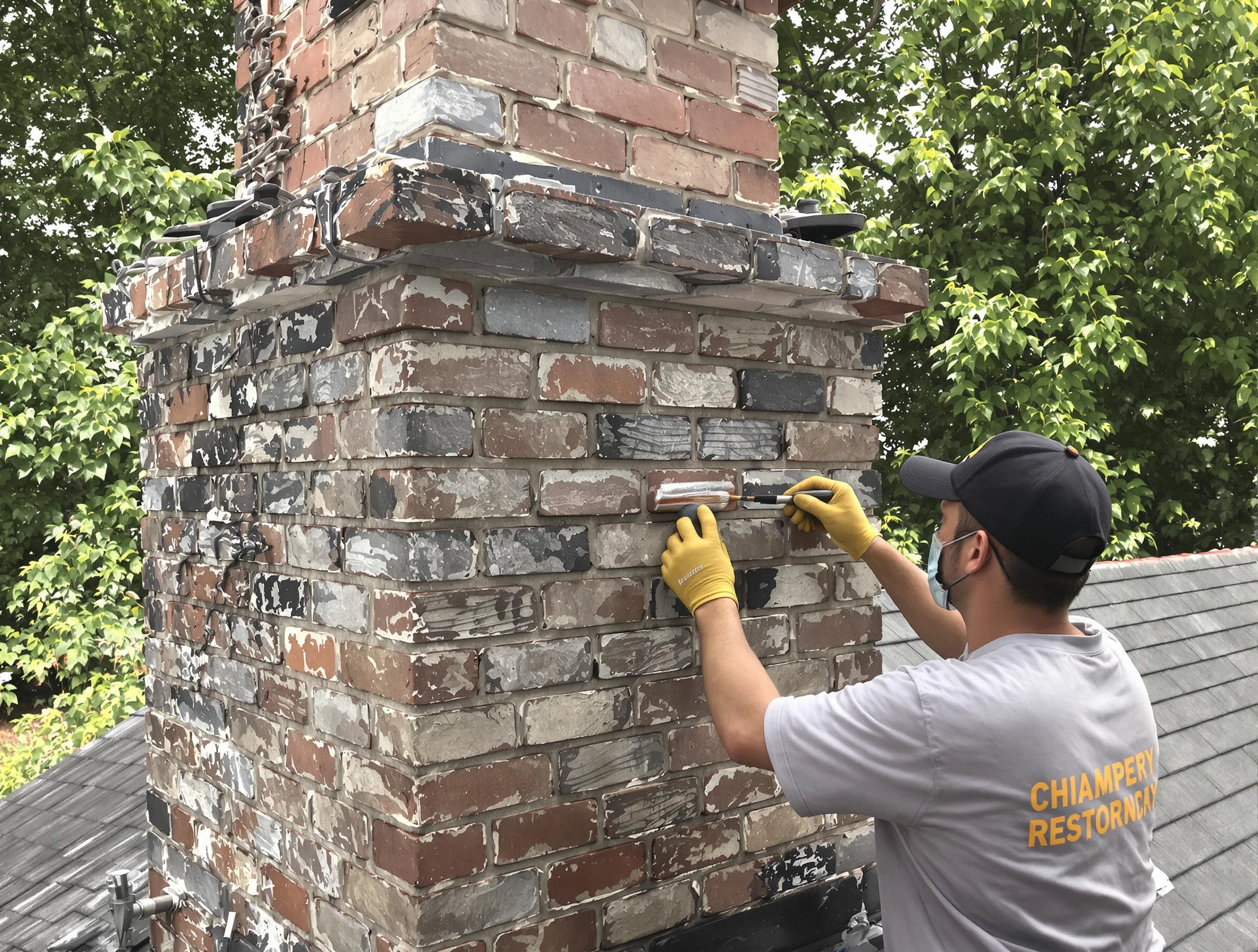 In-progress chimney restoration by Berthoud Chimney Sweep in Berthoud, CO